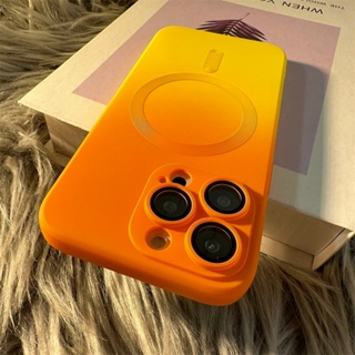เคสโทรศัพท์มือถือซิลิโคน กันกระแทก ไล่โทนสีส้ม สําหรับ iPhone 11 12 13 14 Pro MAX