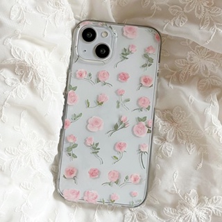 เคสโทรศัพท์มือถือ แบบใส กันน้ํา กันกระแทก ลายดอกกุหลาบ สําหรับ Iphone 14 13 12 11 Pro Max 7Plus 8Plus XR XS