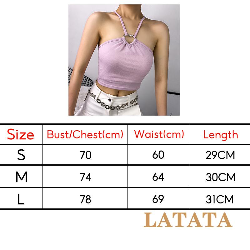 latata-เสื้อครอปแขนกุด-แต่งหัวเข็มขัดโลหะ-สําหรับผู้หญิง-ใส่ไปคลับ-ปาร์ตี้