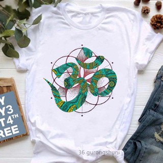 เสื้อยืด พิมพ์ลายฮิปปี้ โยคะ สีรุ้ง แนวสตรีท สําหรับผู้หญิง 2023