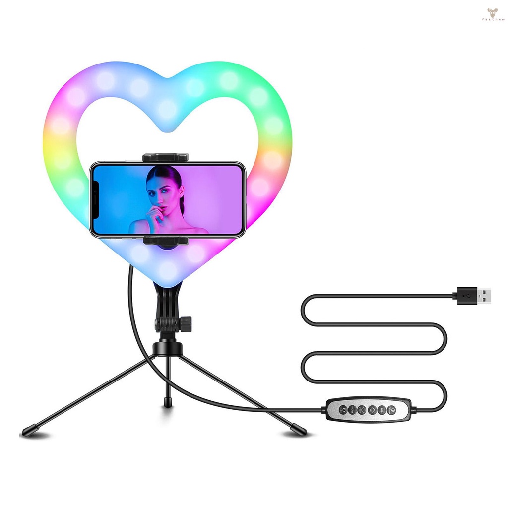 fw-ไฟวิดีโอ-rgb-10-นิ้ว-รูปหัวใจ-led-หรี่แสงได้-ชาร์จ-usb-พร้อมขาตั้งโทรศัพท์-สําหรับไลฟ์สด-ถ่ายทอดสด-วิดีโอออนไลน์-เซลฟี่-แต่งหน้า-vlog