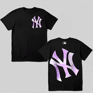 เสื้อยืดคุณภาพดี     เสื้อยืดพิมพ์ลายแฟชั่น LD แท้ MLB Paisley Back/ Mega Tee T-shirt NY เสื้อยืดคอกลม สีขาว สีดำ สีกรม
