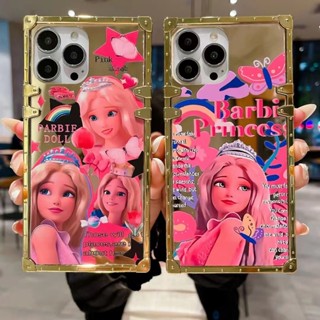เคสโทรศัพท์มือถือ ทรงสี่เหลี่ยม ลายบาร์บี้ สีชมพู หรูหรา สําหรับ Samsung S23 S22 S21 S20 Ultra S21 S20 FE S20 S10+ S10E S9 S8 Plus Pro