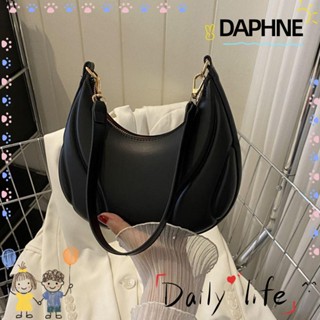 Daphne Hobo กระเป๋าสะพายไหล่ หนัง PU ทรงคลัทช์ จุของได้เยอะ สีพื้น แฟชั่นสําหรับสตรี