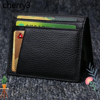Cherry3 กระเป๋าสตางค์หนังแท้ ใบเล็ก พับได้ ใส่บัตรเครดิตได้