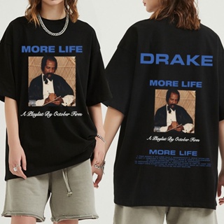 เสื้อยืด พิมพ์ลายกราฟฟิค Rapper Drake Music Album More Life สไตล์วินเทจ ฮิปฮอป โอเวอร์ไซซ์ สําหรับผู้ชาย และผู้หญิง
