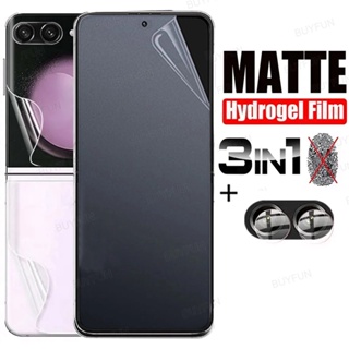 for samsung galaxy z flip 5 flip5 5G 3in1 matte Front Hydrogel Film Screen protectors + Back clear Protector + lens film