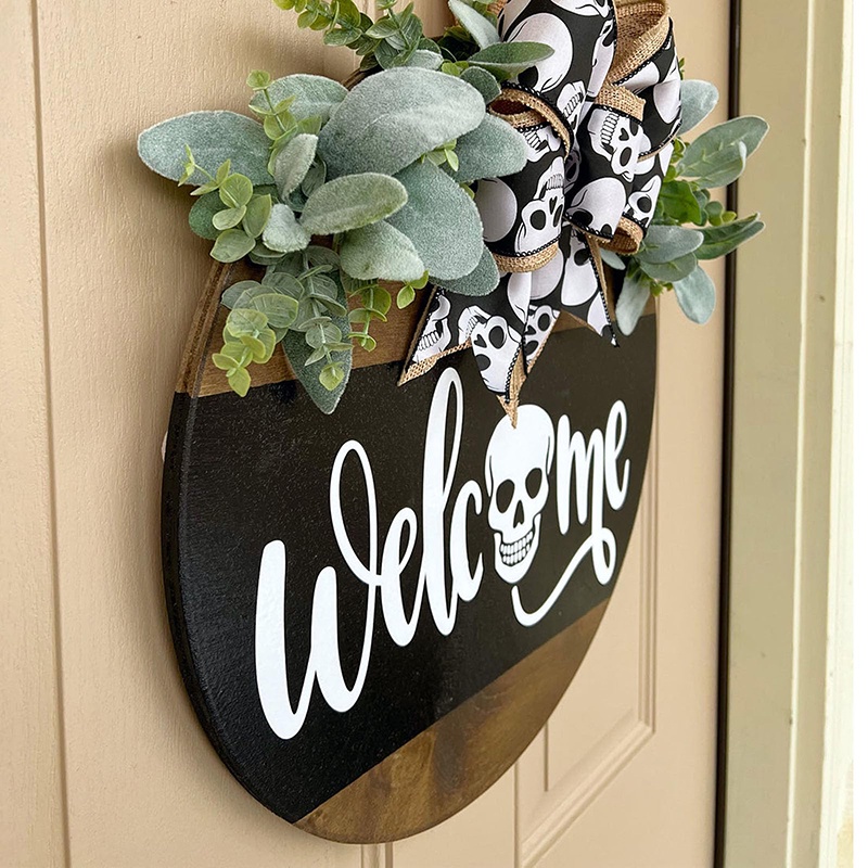 ป้ายต้อนรับฮาโลวีน-ลาย-welcome-น่ารัก-สไตล์คลาสสิก-สําหรับแขวนตกแต่งประตูหน้า-ydeath