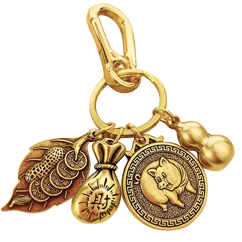 พวงกุญแจแคร์แบร์-พวงกุญแจ-ทองแดงบริสุทธิ์สิบสองราศีจี้สร้างสรรค์ทำเงินคืนชายและหญิงนำโชคโอนพวงกุญแจรถพวงกุญแจจี้น้ำเต้า