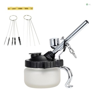 [Ready Stock]KKmoon Airbrush Cleaning Pot Glass Air Brush Holder Clean Paint Jar Bottle Spray  Wash Clean Tools Needle Nozzle Brush Set