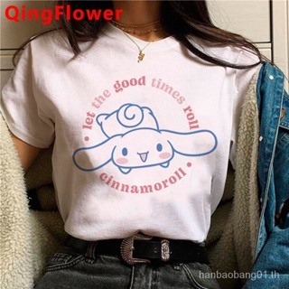 เสื้อยืด พิมพ์ลายการ์ตูนกราฟิก Kawaii Sanrio Cinnamoroll สไตล์ฮาราจูกุ สตรีท สําหรับผู้หญิง