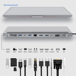[ElectronicMall01.th] ฮับแยก 12 9 8 7 6 5 in 1 USB Type-C USB 3.1 เป็น HDMI คู่ 4K พร้อมแจ็ค 3.5 มม. 12 พอร์ต Type-C