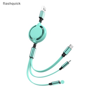 Flashquick 3 In 1 สายชาร์จ USB 6A MAX ชาร์จเร็ว สําหรับพอร์ต Type C โทรศัพท์มือถือ