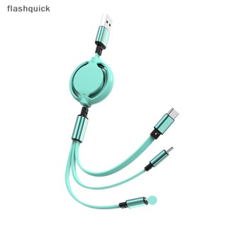 Flashquick 3 In 1 สายชาร์จ USB 6A MAX ชาร์จเร็ว สําหรับพอร์ต Type C โทรศัพท์มือถือ