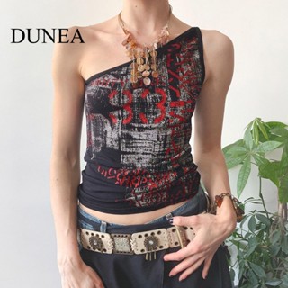 Dunea เสื้อเปิดไหล่ พิมพ์ลาย สไตล์วินเทจ สําหรับผู้หญิง