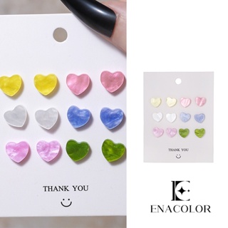 Enacolor ต่างหูเรซิ่น ทรงเรขาคณิต หลากสี เครื่องประดับ สําหรับผู้หญิง 6 คู่ ต่อชุด