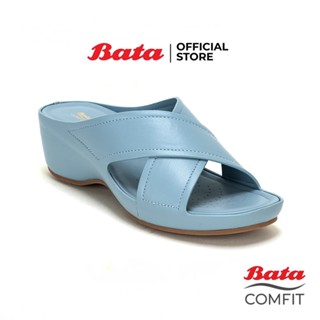 ฺBata บาจา Comfit รองเท้าเพื่อสุขภาพ แบบสวม รองรับน้ำหนักเท้าได้ดี สูง 2 นิ้ว สำหรับผู้หญิง สีน้ำเงิน รหัส 6019007