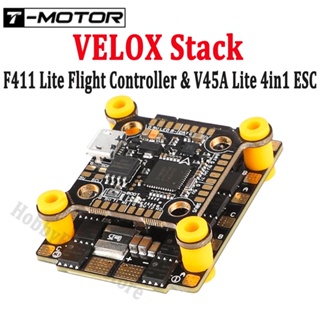 T-motor VELOX Stack F411 Lite ตัวควบคุมการบิน พร้อม BM270 5V 2A BEC OSD V45A Lite 4in1 BLHELIS ESC 30X30 มม. 3-6S สําหรับโดรนบังคับ FPV