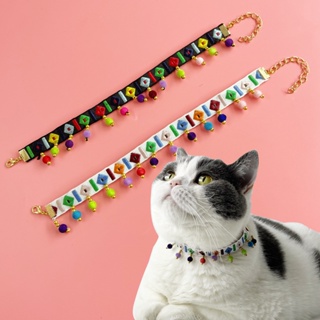 ปลอกคอ ประดับพู่ สามารถปรับได้ สีสันสดใส สําหรับสัตว์เลี้ยง แมว