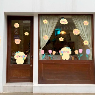 สติกเกอร์ ลายการ์ตูนน่ารัก สไตล์เกาหลี สําหรับตกแต่งกระจก ประตู หน้าต่าง เพื่อการเรียนรู้เด็กอนุบาล