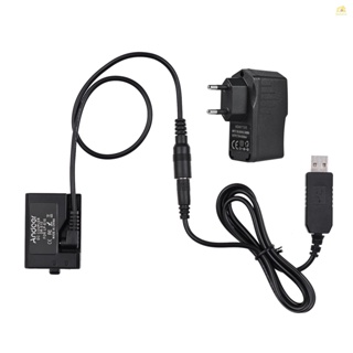 Banana_pie Andoer แบตเตอรี่ดัมมี่ ACK-E10 5V USB DC (แบบเปลี่ยน สําหรับ LP-E10) พร้อมอะแดปเตอร์พาวเวอร์ สําหรับ Canon EOS Rebel T3 T5 T6 T7 T100 Kiss X50 Kiss X70 1