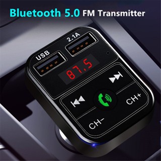 ใหม่ เครื่องส่งสัญญาณ FM เครื่องเล่นเพลง MP3 บลูทูธ แฮนด์ฟรี วิทยุ USB คู่ 2.1A สําหรับรถยนต์