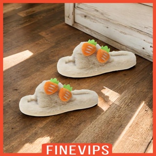 [Finevips] รองเท้าแตะ พื้นยาง แต่งขนเฟอร์ ใส่สบาย เหมาะกับฤดูใบไม้ร่วง ฤดูหนาว ใส่ในบ้าน และกลางแจ้ง สําหรับผู้หญิง