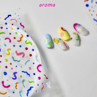 Aroma สติกเกอร์ติดเล็บเจลลี่ ผู้หญิง แฟชั่น ความรัก หัวใจ ดาว อุปกรณ์ทําเล็บ ตัวอักษรภาษาอังกฤษ ตกแต่งเล็บ