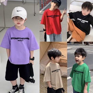 พร้อมส่ง ขายดี เสื้อยืดแขนสั้นลําลอง คอกลม ผ้าฝ้าย Pu ทรงหลวม สไตล์ญี่ปุ่น เกาหลีใต้ แฟชั่นฤดูร้อน สําหรับเด็กผู้ชาย 2023