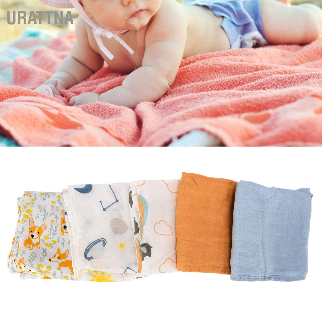 urattna-ผ้ากันเปื้อนเด็ก-5-ชิ้นดูดซับการพิมพ์ผ้าฝ้ายนุ่มผ้าขนหนูพยาบาลสำหรับทารกทารกเด็กวัยหัดเดิน