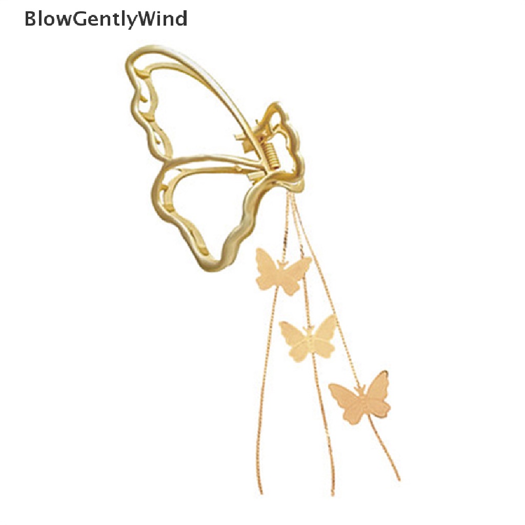 blowgentlywind-กิ๊บติดผมโลหะ-รูปผีเสื้อ-ประดับมุก-แต่งพู่-สําหรับผู้หญิง-bgw