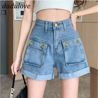 DaDulove💕 New Korean Version of Ins Overalls Shorts High Waist Big Pocket A Word Pants Large Size Hot Pants