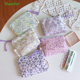 Bluevelvet กระเป๋าเครื่องสําอาง กระเป๋าสตางค์ ผ้าฝ้าย พิมพ์ลายดอกไม้ สีม่วง เหมาะกับการเดินทาง กลางแจ้ง