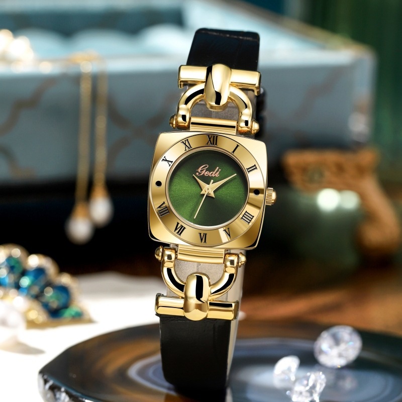 นาฬิกาข้อมือ-หน้าปัดสี่เหลี่ยม-ขนาดเล็ก-สีเขียว-สไตล์โรมัน-ระดับไฮเอนด์-สําหรับผู้หญิง