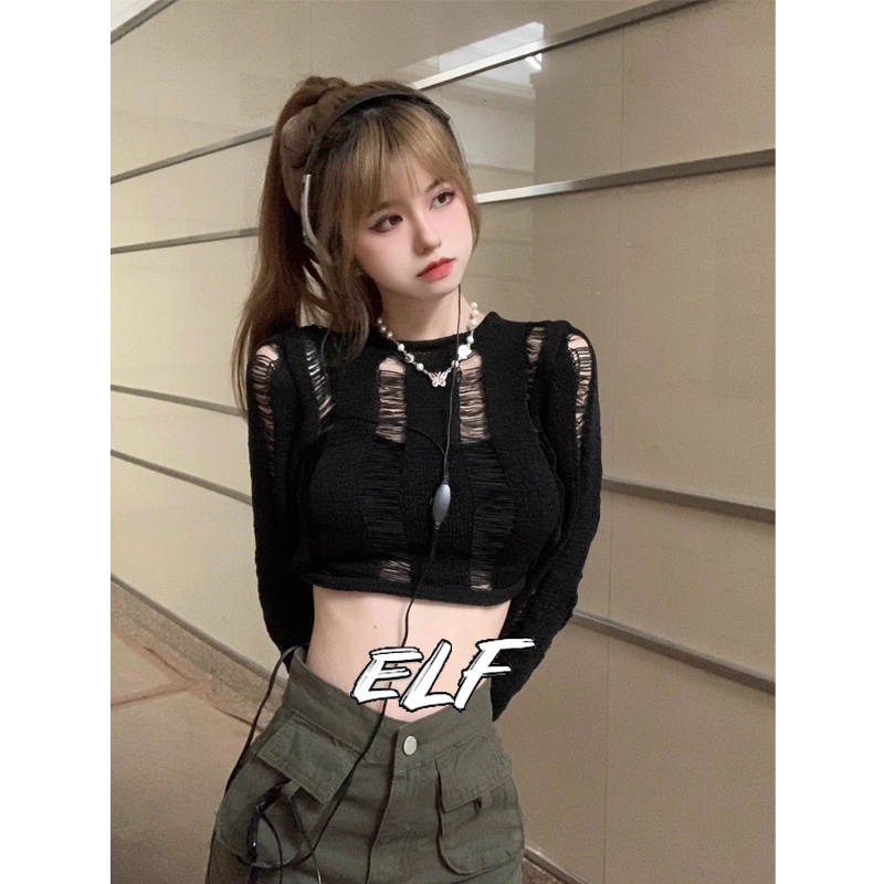 เสื้อจัมเปอร์แขนยาว-ผ้าเรยอน-ทรงหลวม-สุดเซ็กซี่-โชว์สะดือ-สําหรับผู้หญิง