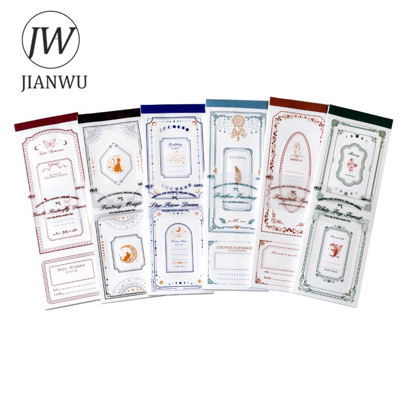 jianwu-แผ่นกระดาษโน๊ต-สไตล์วินเทจ-สําหรับตกแต่งสมุด-diy-50-แผ่น