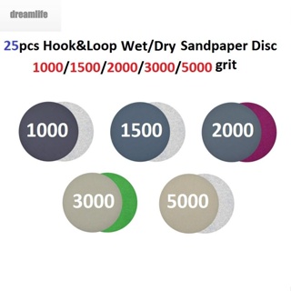 【DREAMLIFE】25x 3 Hook&amp;Loop Wet/Dry 1000/1500 /2000/3000/5000 Grit Sand Paper Discs New