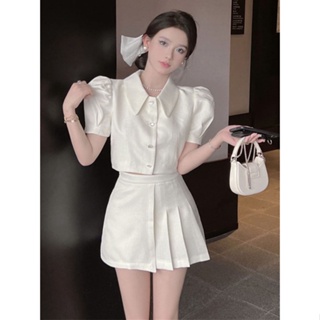 Light extravagant fashion suit womens summer temperament short coat pleated skirt online celebrity age reduction two sets