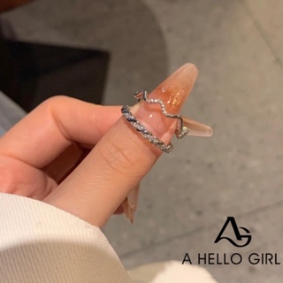 A HELLO GIRL Ins แหวนเพชร ปรับขนาดได้ แฟชั่นใหม่ สไตล์เกาหลี