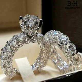 Bh.y แหวนแต่งงาน ประดับพลอยเทียม ทรงกลม ไม่ซีดจาง น้ําหนักเบา สําหรับผู้หญิง วันเกิด 1 คู่