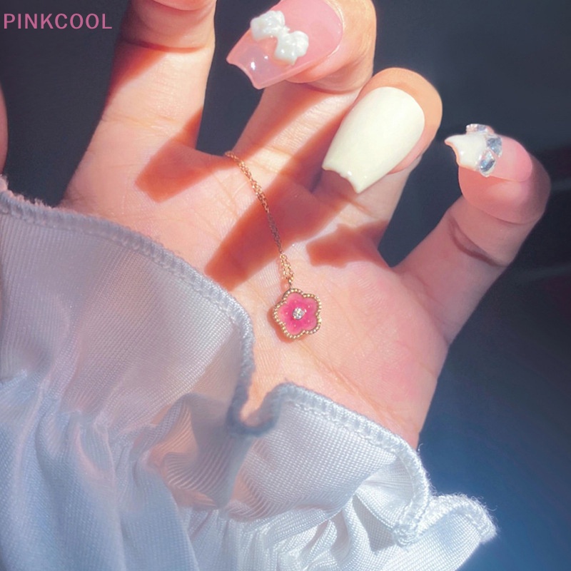 pinkcool-สร้อยคอโซ่-จี้ดอกไม้-สีชมพู-เครื่องประดับแฟชั่น-สําหรับผู้หญิง