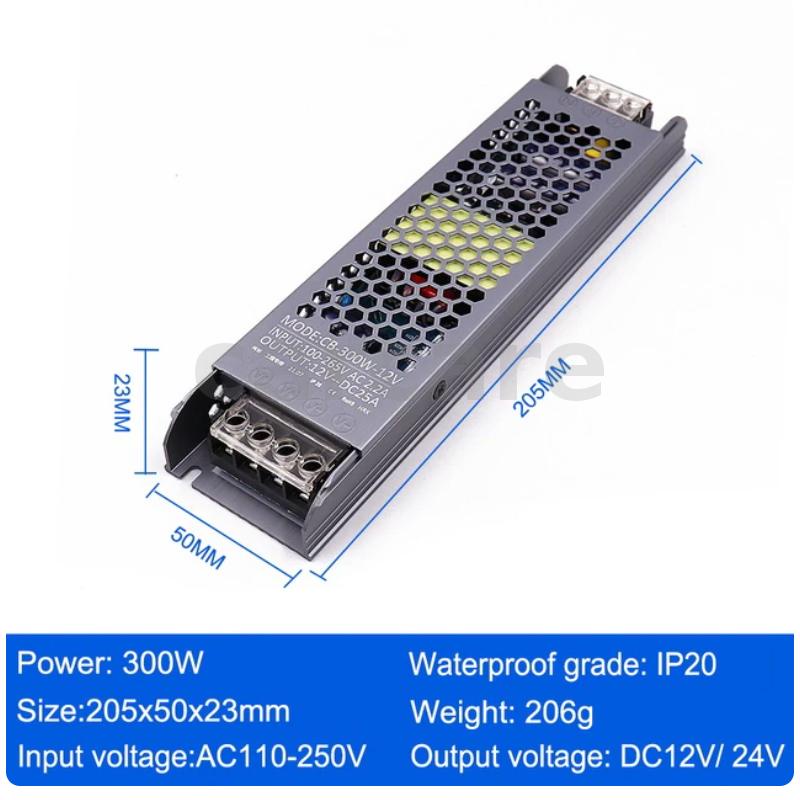 carcare-หม้อแปลงพาวเวอร์ซัพพลาย-ac-dc-12v-24v-300w-led-a-d-สําหรับแถบไฟ-led