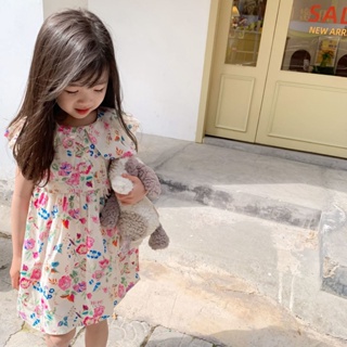 พร้อมส่ง ชุดเดรสแขนกุด คอปกตุ๊กตา ลายดอกไม้ สไตล์เกาหลี ญี่ปุ่น แฟชั่นฤดูร้อน สําหรับเด็กผู้หญิง 2023
