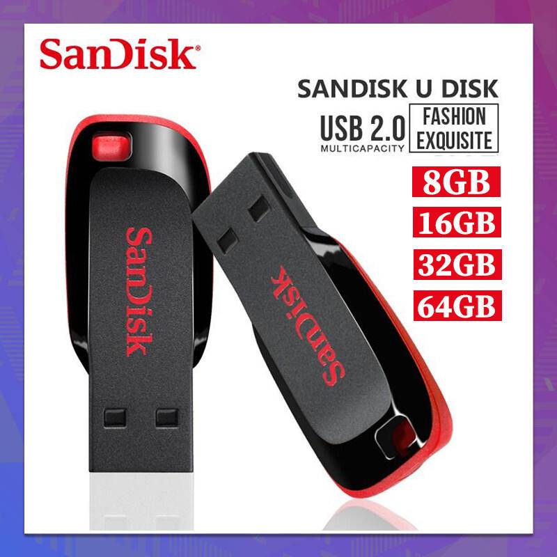 sandisk-flash-drive-cruzer-blade-16gb-32gb-64gb-black-red-cz50-usb-2-0-แฟลชไดร์ฟ-usb-flash-drive