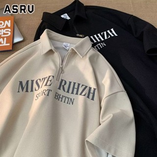 ASRV เสื้อโปโลชาย ผู้ชายวัยรุ่นฮาราจูกุยอดนิยมมาตรฐานญี่ปุ่นเทรนด์ใหม่ 2023 เสื้อโปโลเรียบง่ายทุกแบบ