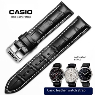 Casio CASIO สายนาฬิกาข้อมือหนังแท้ สําหรับ MTP1375 1183 1303 1370 1384