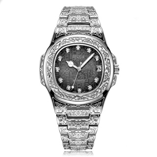 Fensir Brand Watch 2030 นาฬิกาข้อมือควอตซ์แฟชั่น สายแสตนเลส หน้าปัดแสดงปฏิทิน สไตล์นักธุรกิจ สําหรับบุรุษ