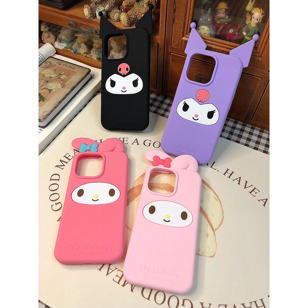 เคสโทรศัพท์ซิลิโคน-แบบนิ่ม-ลายการ์ตูน-sanrio-melody-kuromi-กันกระแทก-สําหรับ-iphone-14-13-pro-max