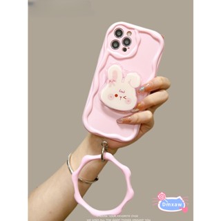 เคสโทรศัพท์มือถือ ลายกระต่ายน่ารัก สีชมพู พร้อมสายคล้องมือ สําหรับ Realme 9 Speed 8 5G 8S 7 5G V15 V11 V11S V5 GT Master Q3 Pro Carnival Q3S Q3T Q3 Q3i Q2 5G