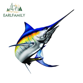 Earlfamily สติกเกอร์ไวนิล ลายปลา Marlin กันน้ํา 13 ซม. x 12.7 ซม. สําหรับตกแต่งรถยนต์ เรือ รถตู้ RV